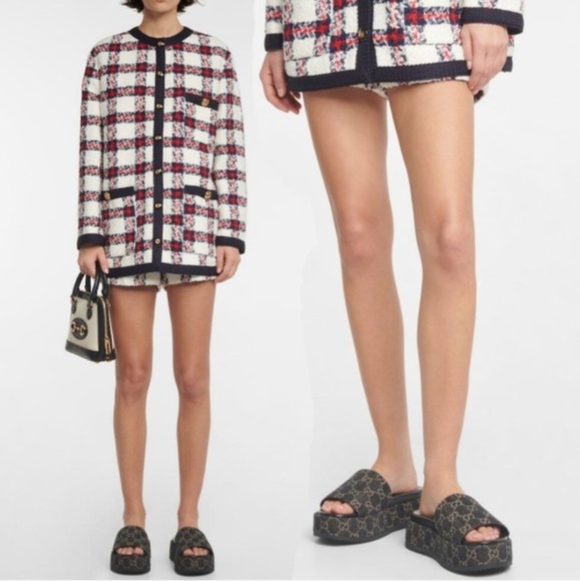 Gucci Jacquard Black Denim GG Monogram Angelina Platform Slide Sandal EU 38.5 - Picture 14 of 14